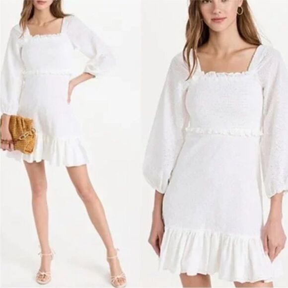 NWT Veronica Beard Denise Smocked
Bodice Peplum PuffSleeve Mini Dress-S6 - Picture 3 of 8